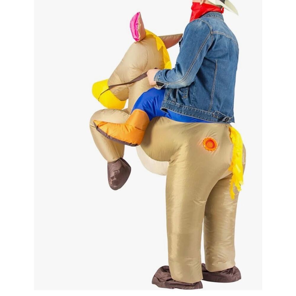 NIB Kids Inflatable Cowboy Riding Horse Costume w/ Hat Blow Up Youth OS Size 52" - Picture 7 of 8